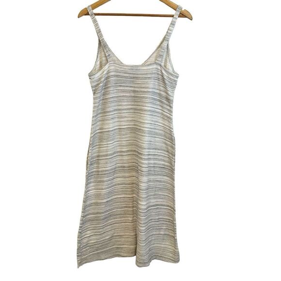 Lucky Brand Cream and Black Stripe Button Up Jersey Knit Sleeveless Midi Dress - Picture 4 of 9